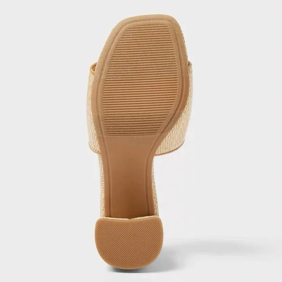 Arden Raffia Ornamented Block Heels with Memory Foam Insole - Picture 4 of 5